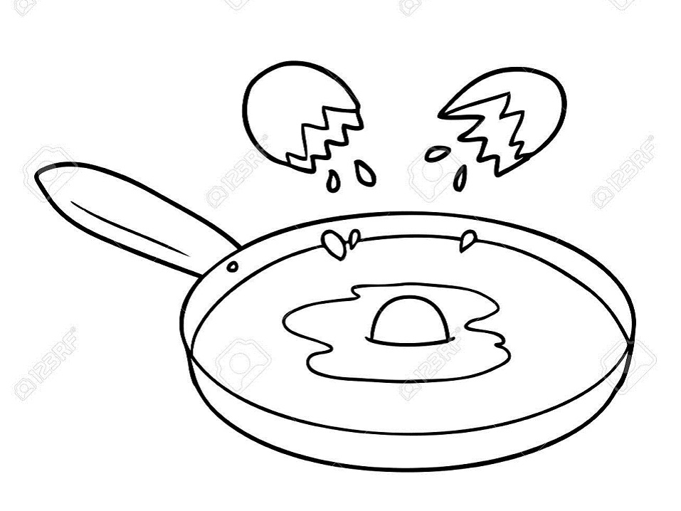 Desenho de Omelete na Panela para colorir