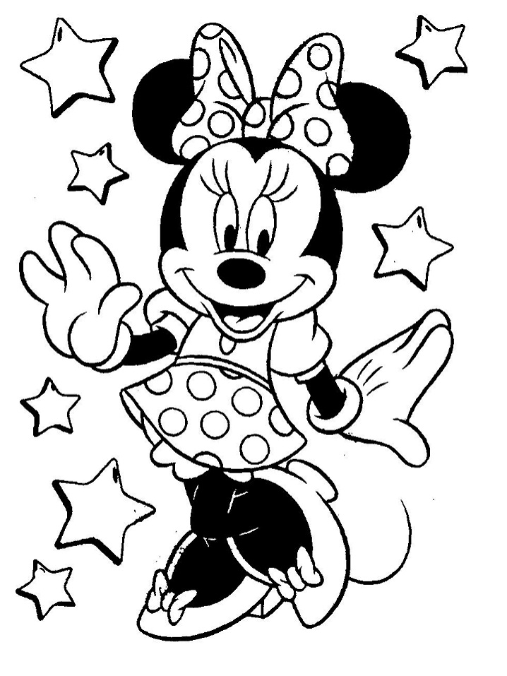 Desenho de Minnie com Estrelas para colorir