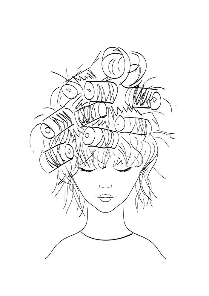 Desenho deRolos de Cabelo Tumblr para colorir