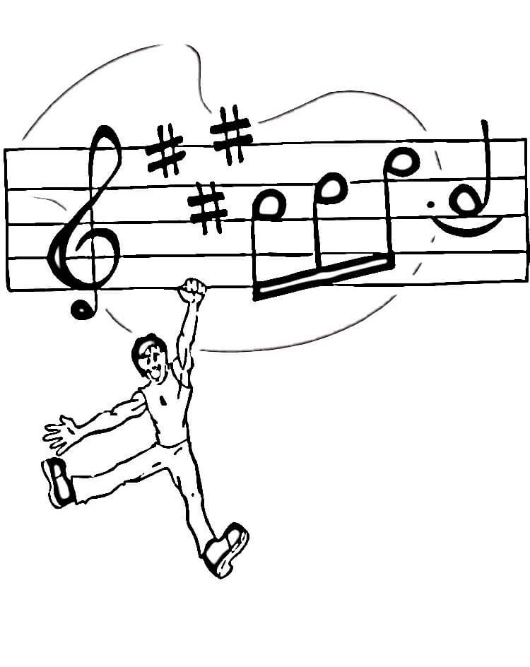 Desenho deSegurando Notas Musicais para colorir