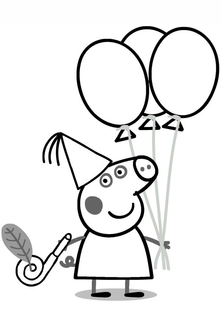 Desenho dePeppa Pig com Balões para colorir