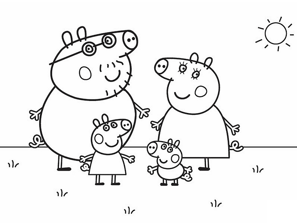 Desenho de Família Peppa Pig para colorir