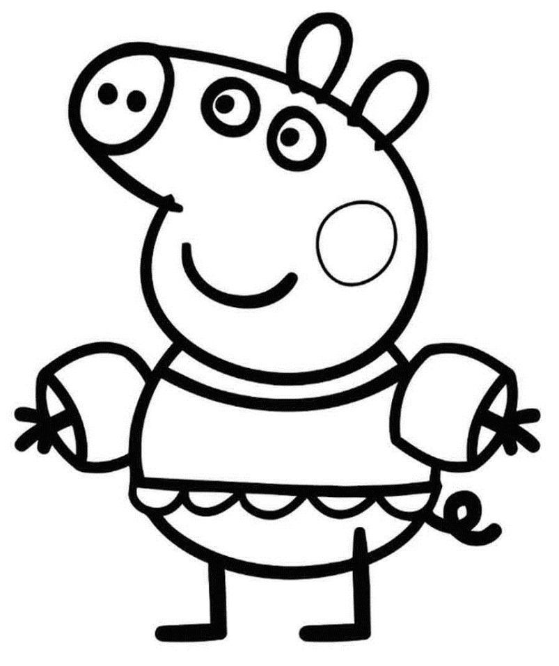 Desenho de Peppa Pig vai Nadar para colorir