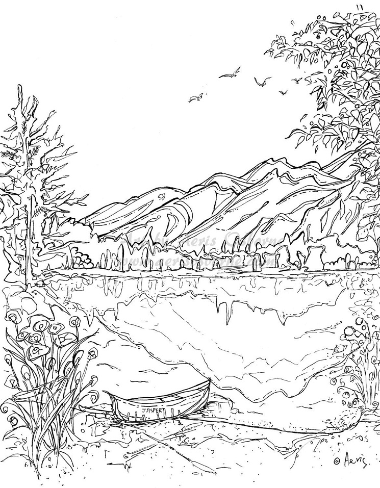 Desenho de Paisagem de Jaspe de Serenidade para colorir