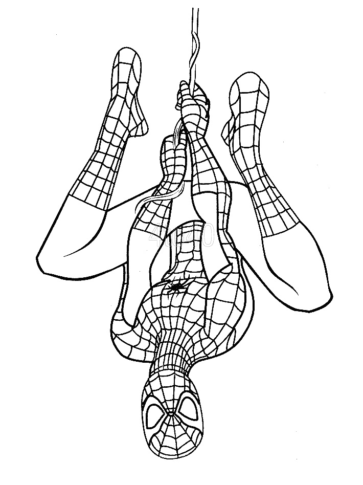 Desenho deHomem Aranha de Cabeça para Baixo para colorir