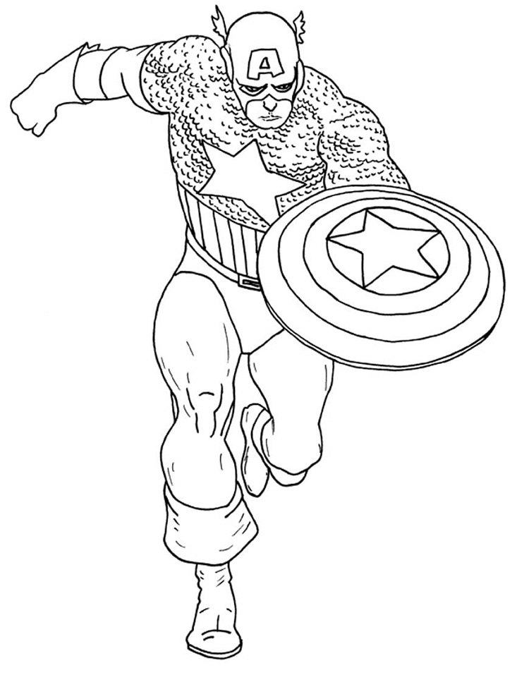 Desenho de Capitão America está Correndo para colorir