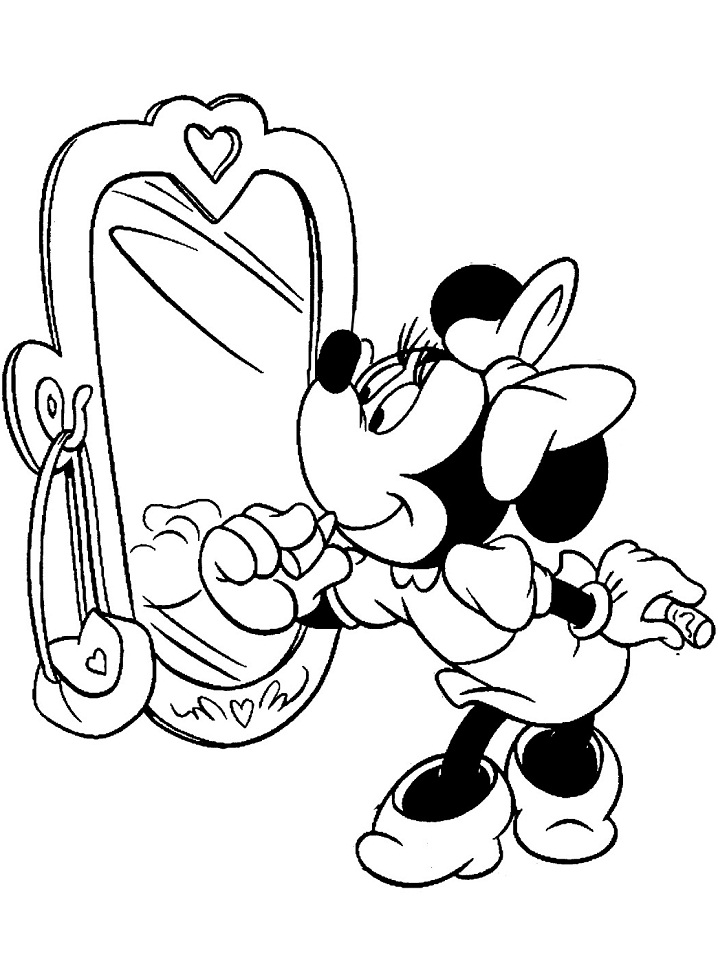 Desenho de Minnie está Colocando Maquiagem para colorir