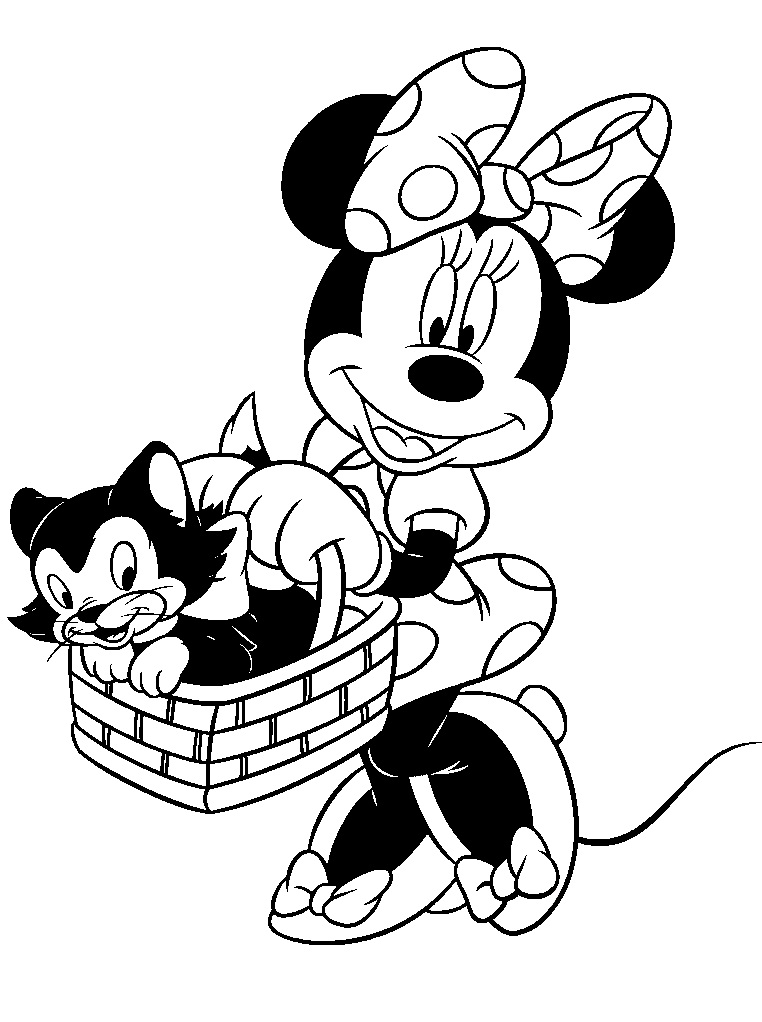 Desenho deMinnie e Gatinho para colorir