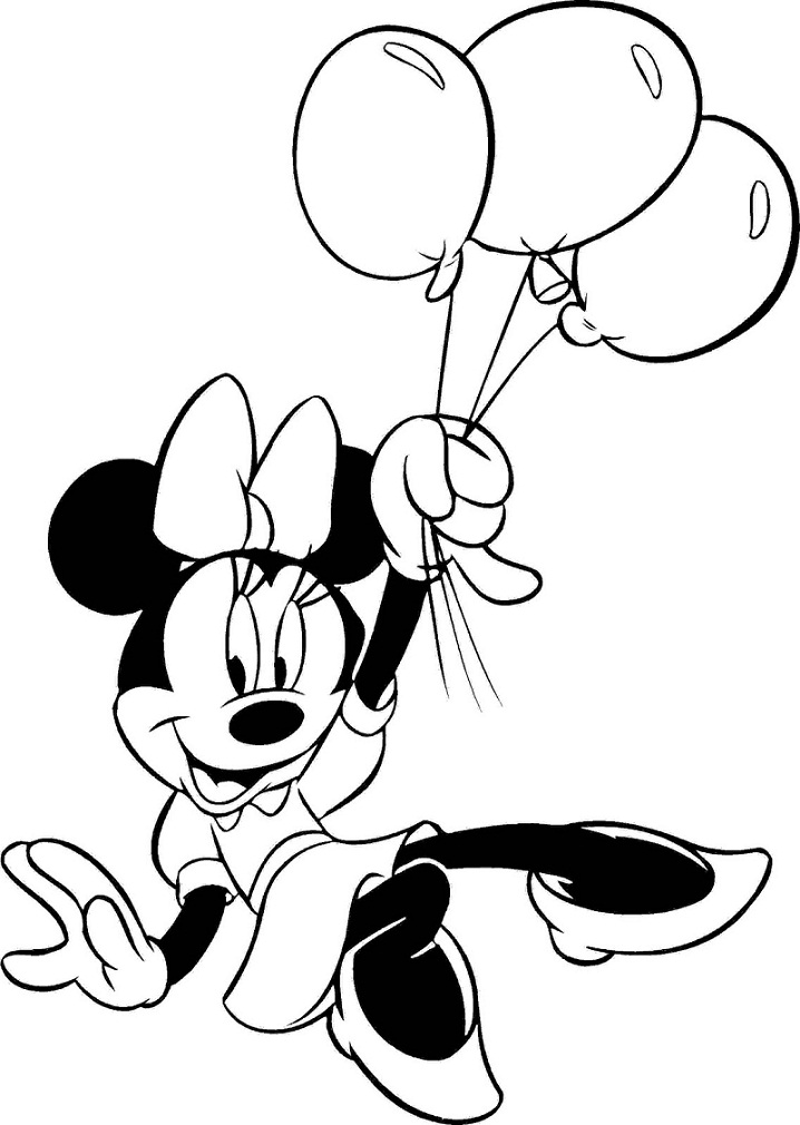 Desenho de Minnie e Balões para colorir