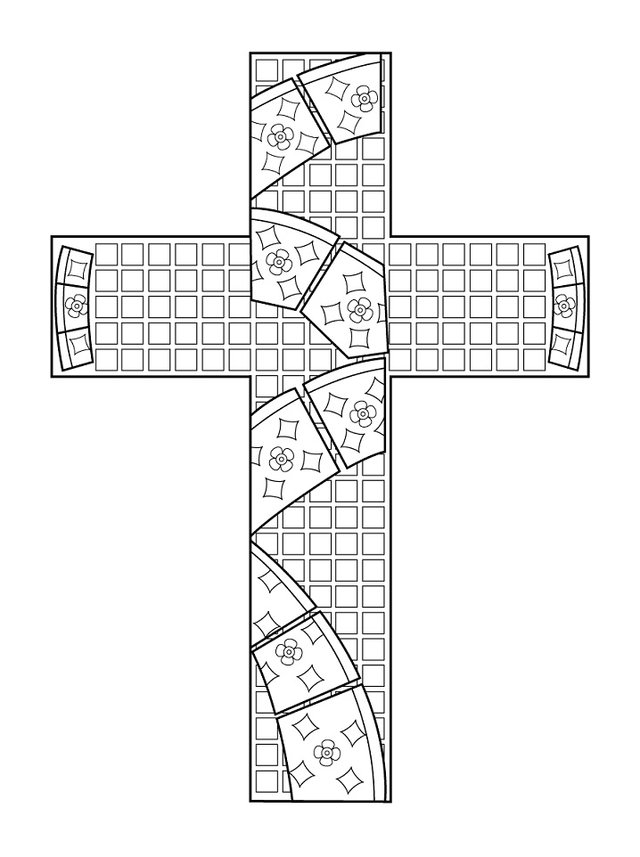 Desenho de Mosaico Cruz para colorir