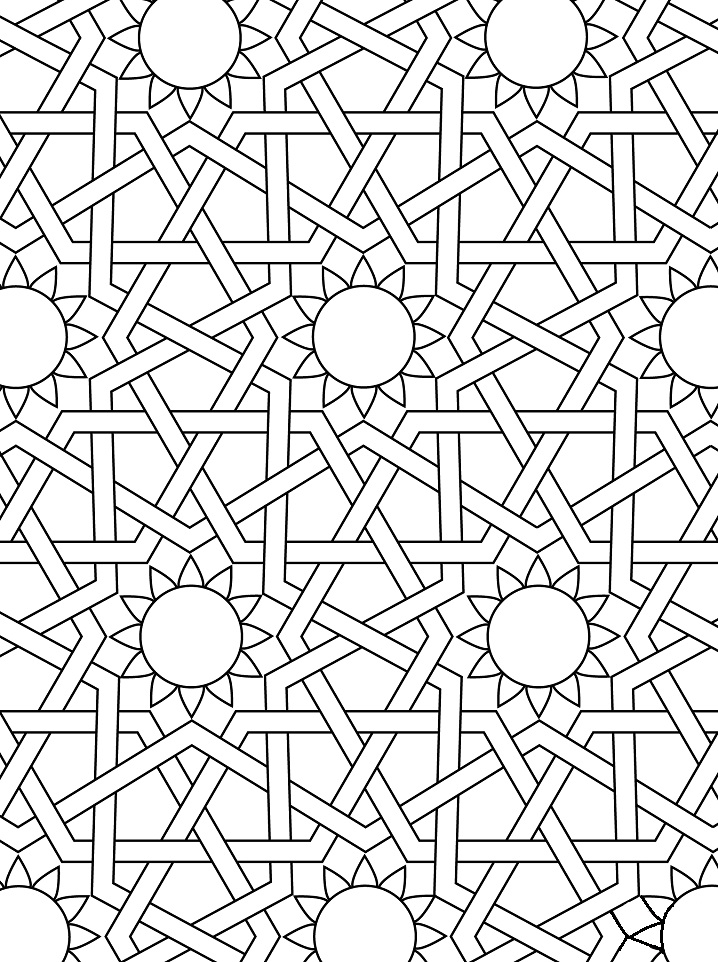 Desenho de Mosaico Ornamento Islâmico para colorir