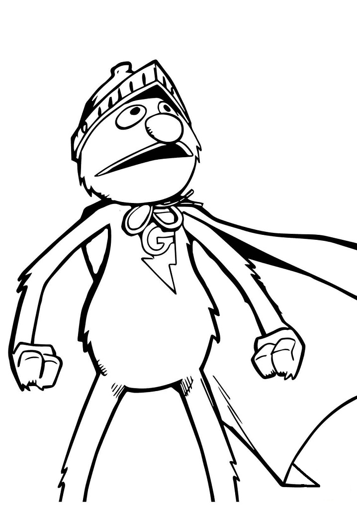 Desenho de Super Grover Pronto para a Ação para colorir