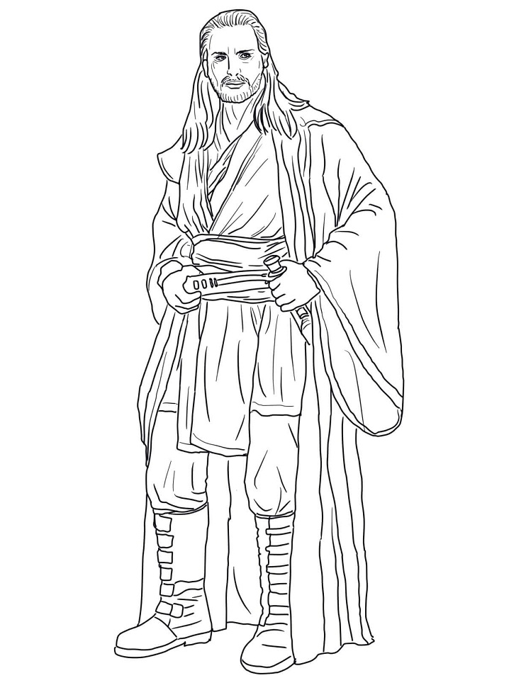 Desenho de Qui Gon Jinn para colorir