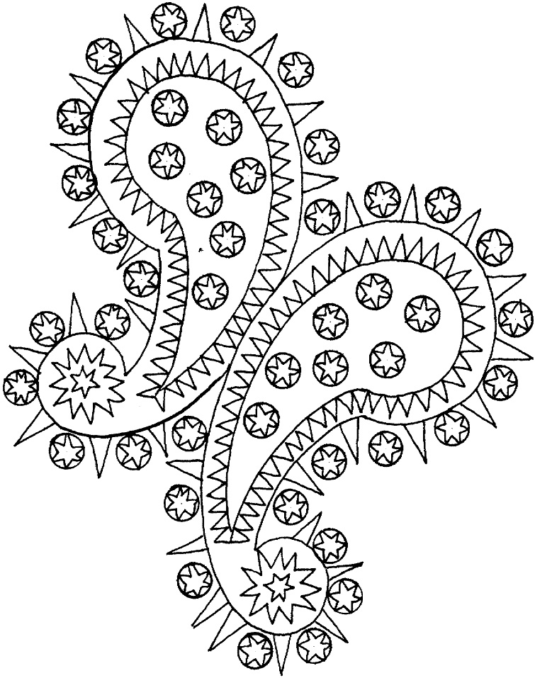 Desenho de Paisley com Estrelas para colorir