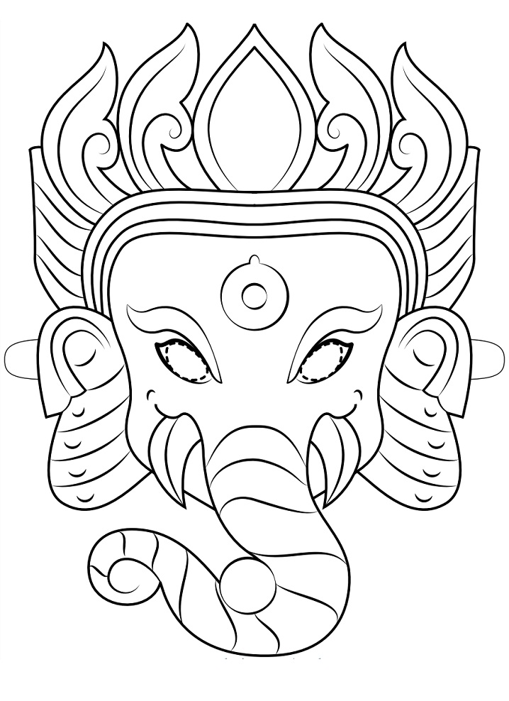 Desenho de Máscara de Ganesh para colorir