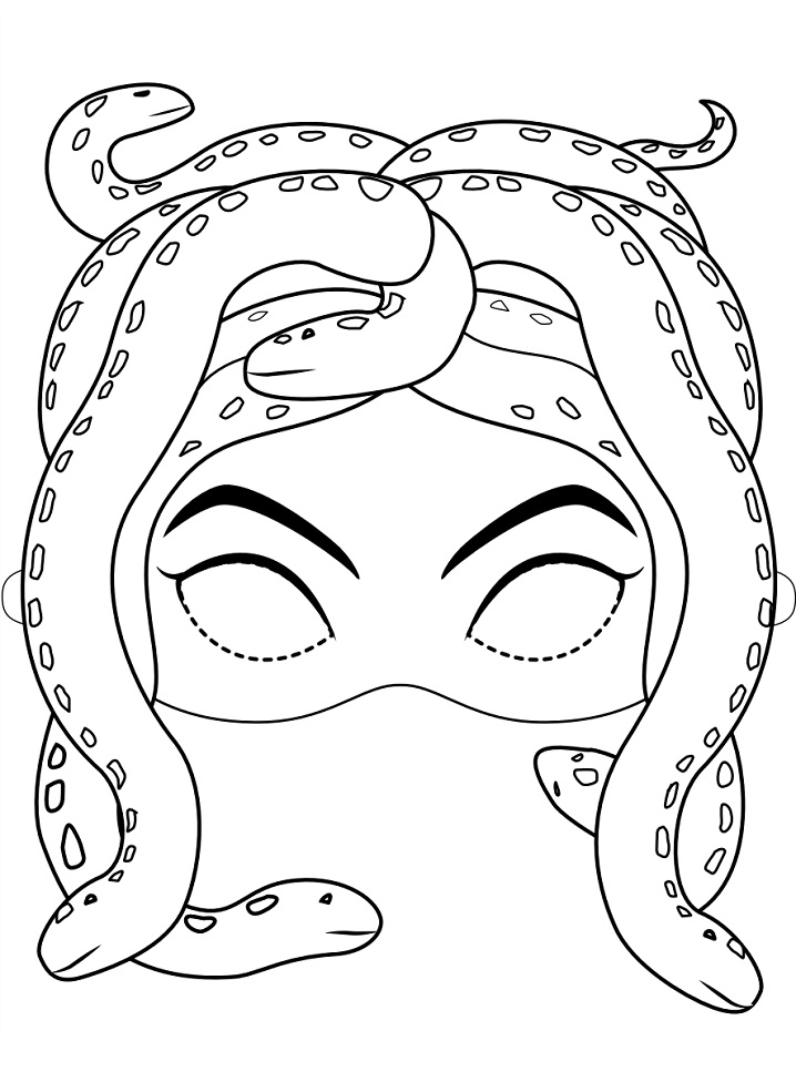 Desenho de Máscara de Medusa para colorir