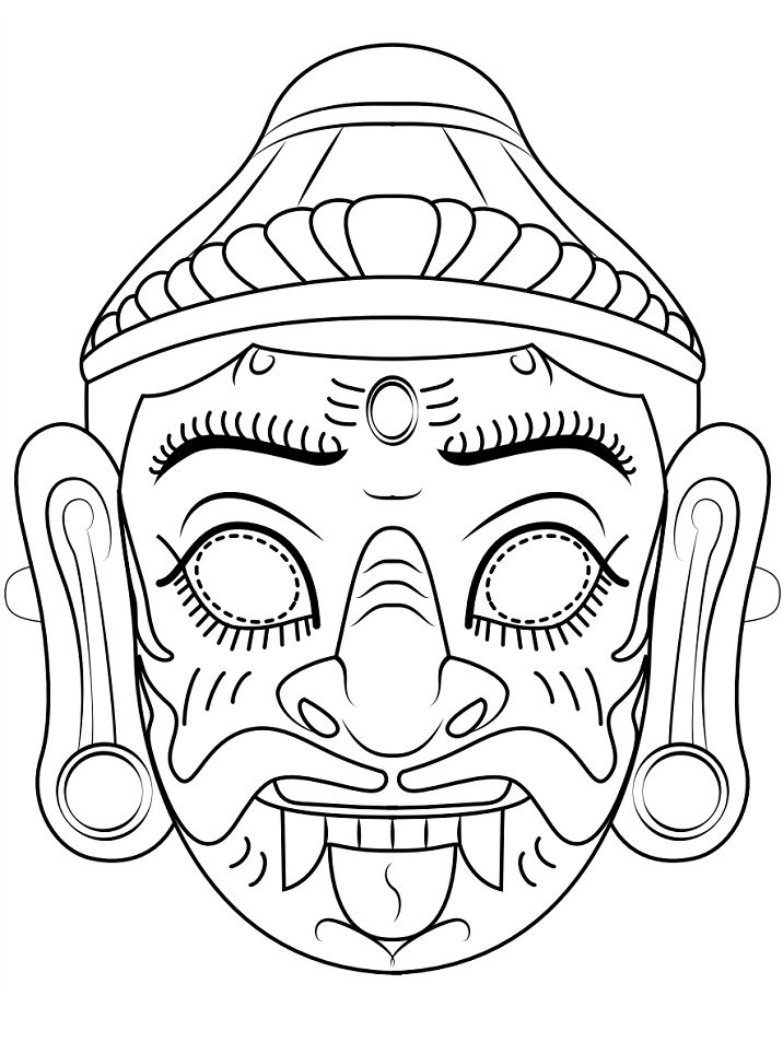 Desenho de Máscara de Ravana para colorir