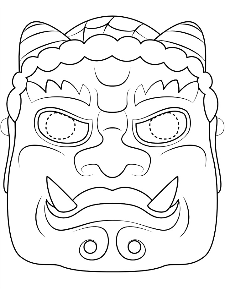 Desenho de Máscara de Setsubun para colorir