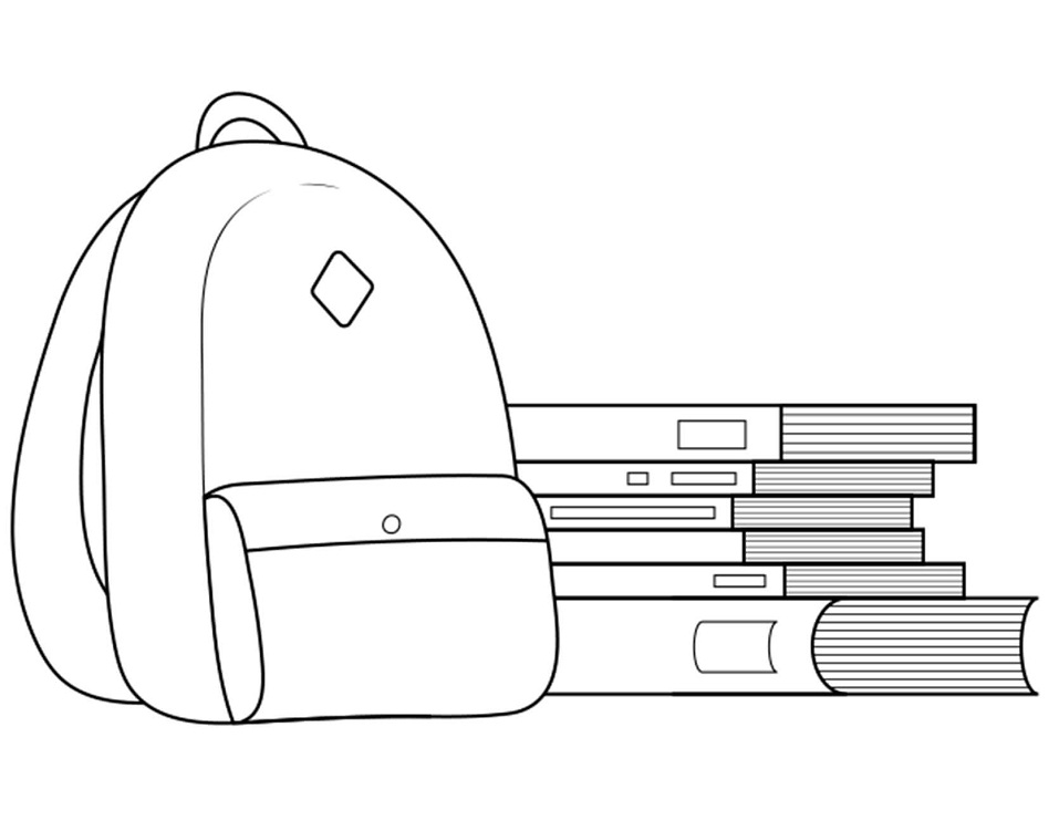 Desenho deMochila Escolar e Livros para colorir