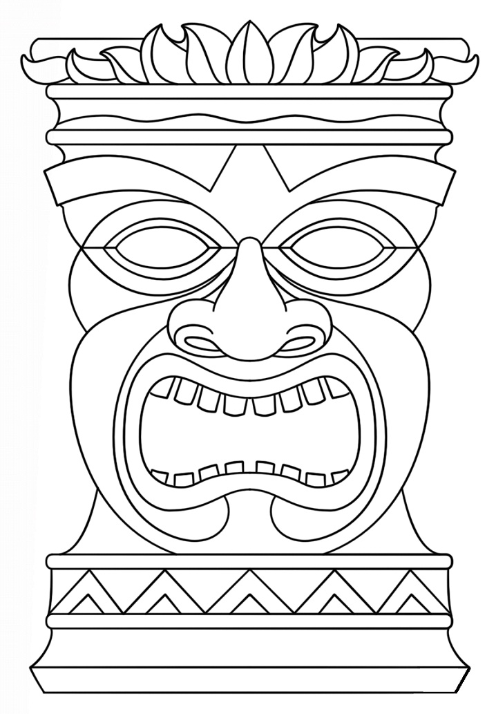 Desenho de Totem Mascarado Tiki para colorir