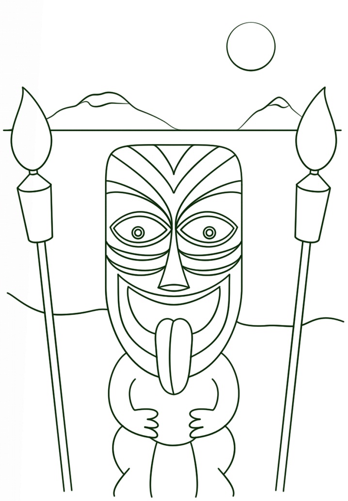 Desenho de Homem Tiki com Tochas para colorir