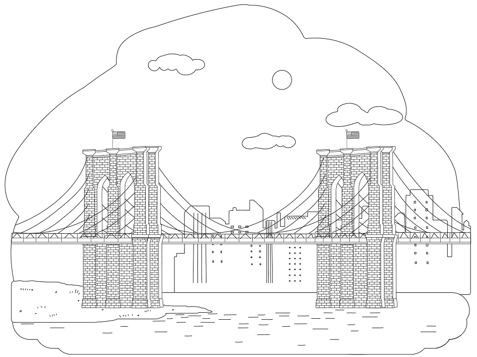 Desenho dePonte de Brooklyn para colorir