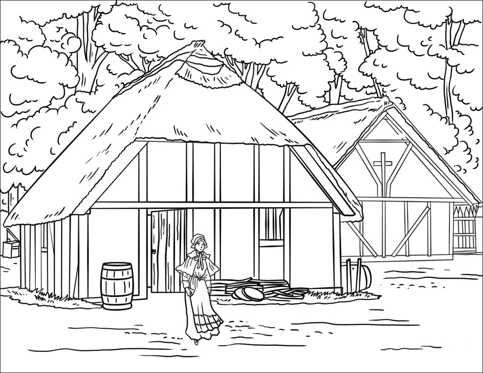 Desenho dePovoação de Jamestown para colorir