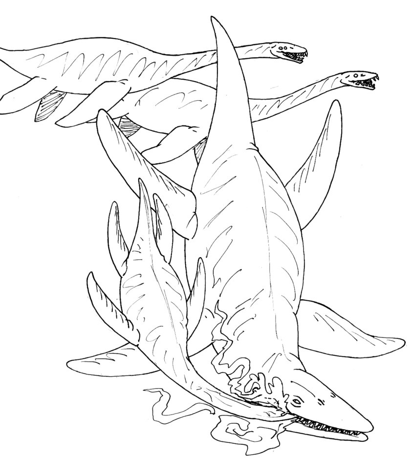 Desenho deQuatro Kronosaurus para colorir