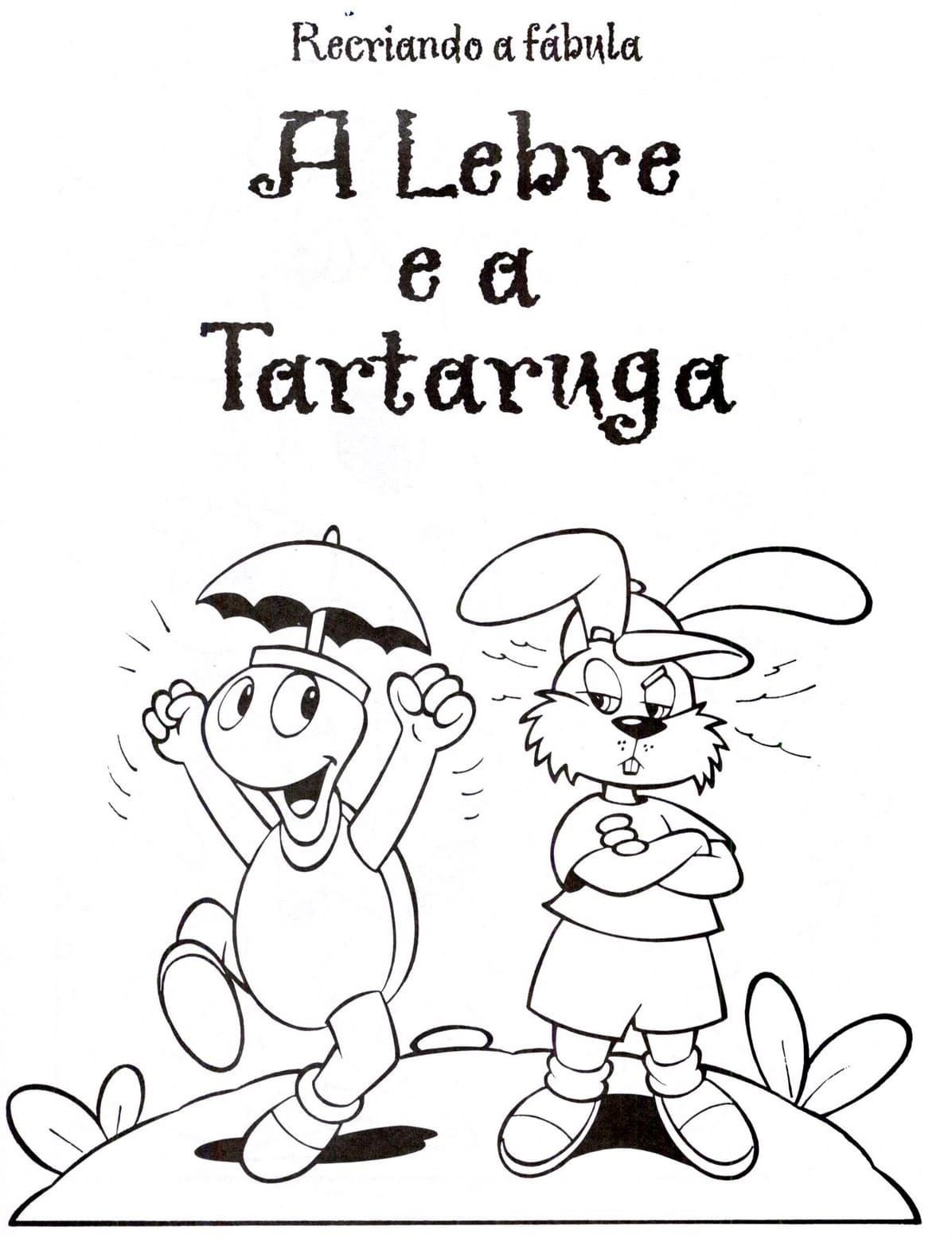 Desenho deA Lebre e A Tartaruga Para Crianças de 1 Ano para colorir