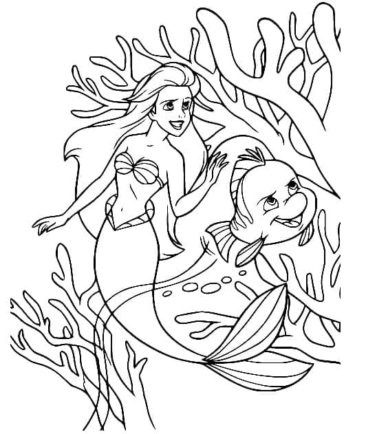 Desenho deA Pequena Sereia de Disney para colorir