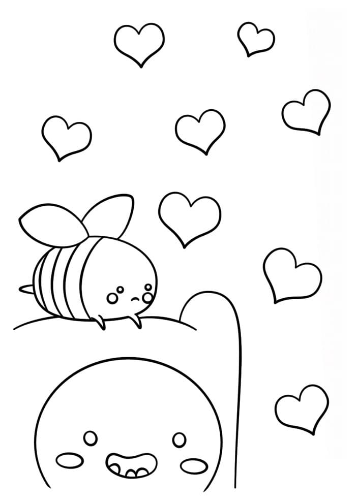 Desenho deAbelha Kawaii para colorir