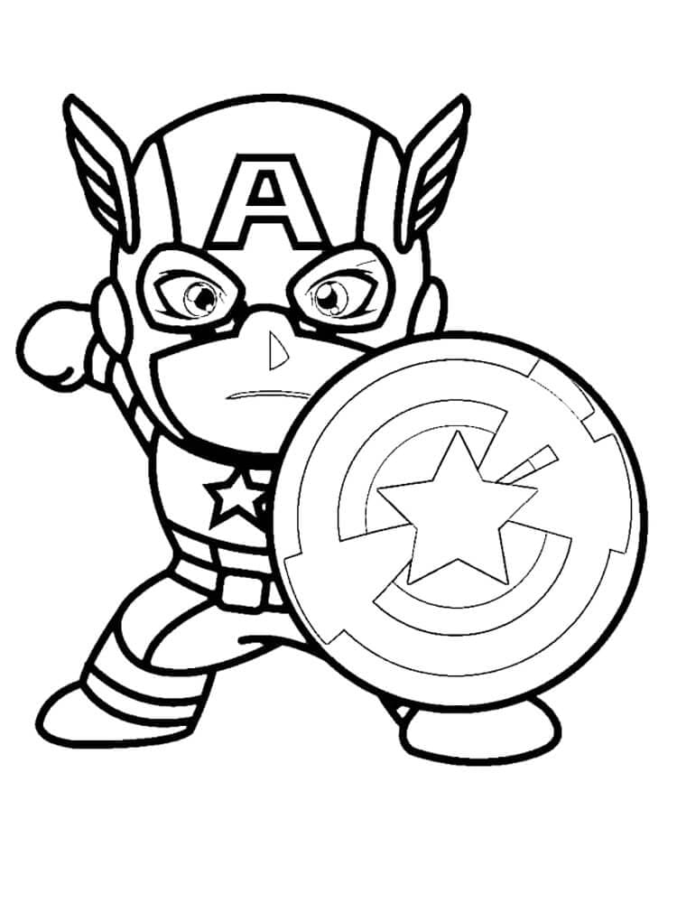 Desenho deAdorável Capitão América para colorir