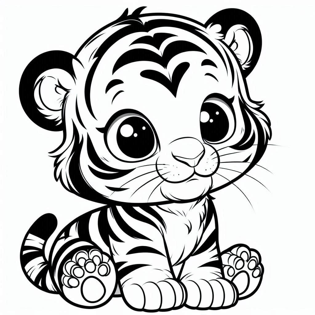 Desenho deAdorável Filhote de Tigre para colorir