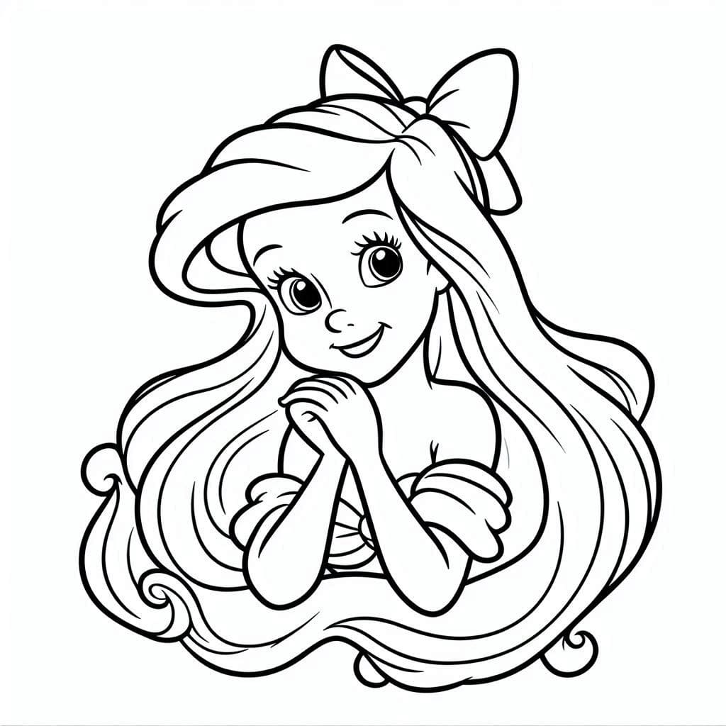 Desenho deAdorável Princesa Ariel para colorir