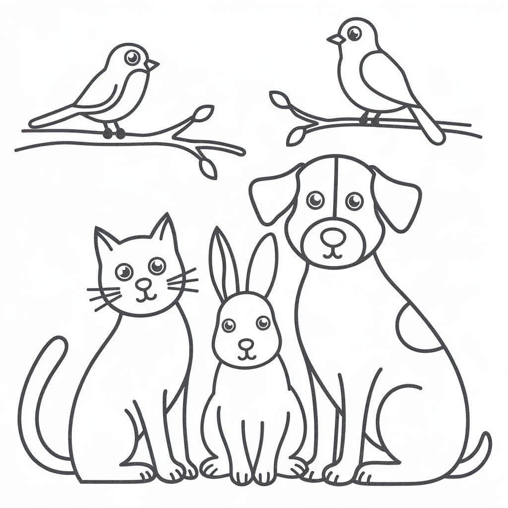 Desenho deAlguns Animais Fofos para colorir