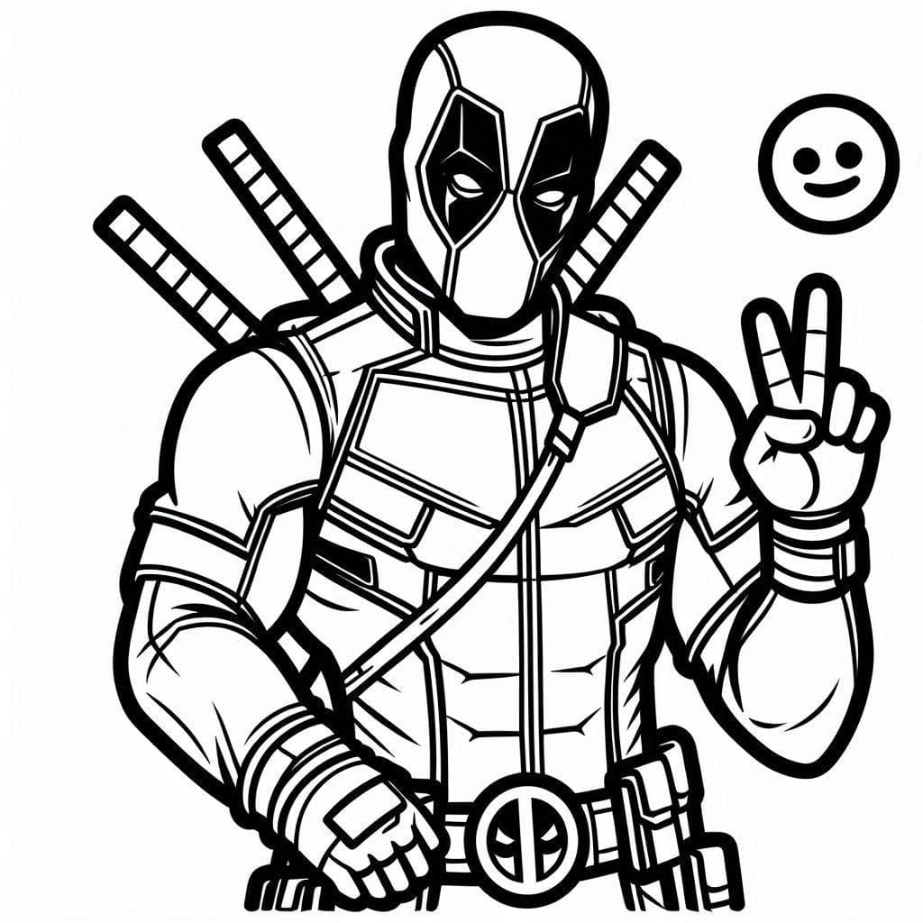 Desenho deAmigável Com Deadpool para colorir