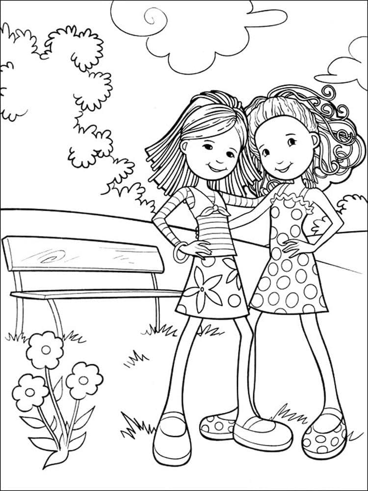 Desenho deAmizade de Meninas para colorir