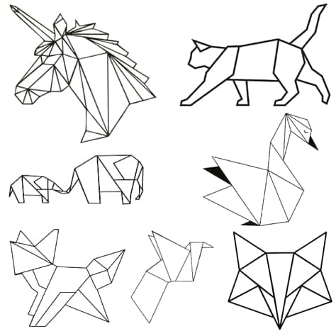 Desenho deAnimais De Origami para colorir