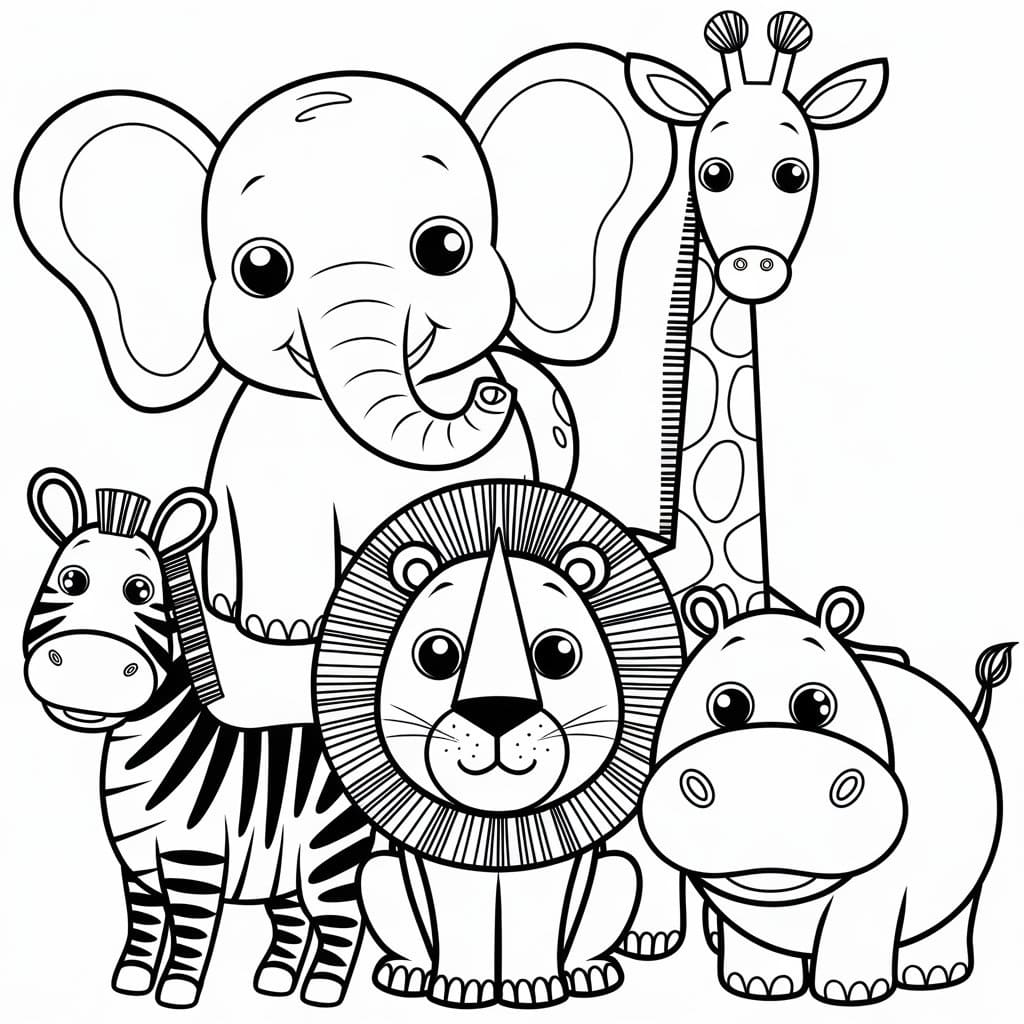 Desenho deAnimais Fofos Para Crianças de 1 Ano para colorir