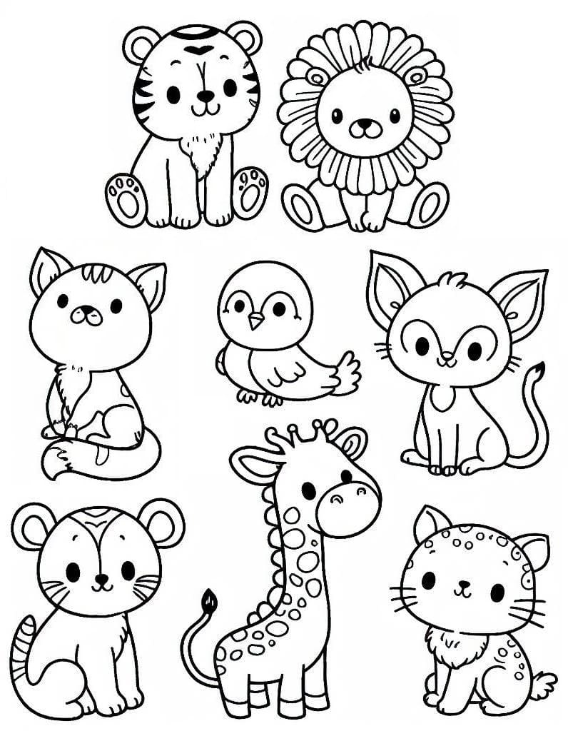 Desenho deAnimais Fofos Para Crianças de 2 Ano para colorir