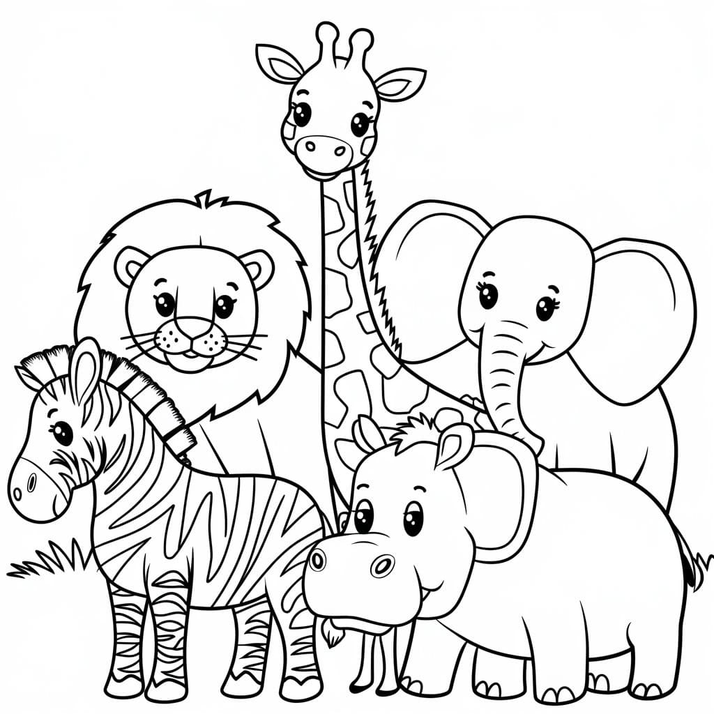 Desenho deAnimais Fofos Para Crianças de 5 Ano para colorir