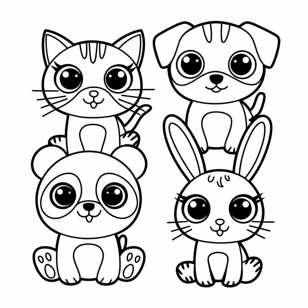 Desenho deAnimais Kawaii Grátis Para Crianças para colorir