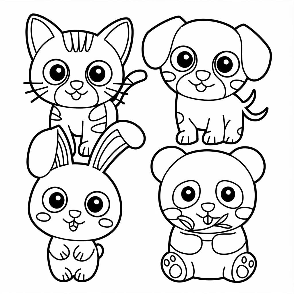 Desenho deAnimais Kawaii Imprimível Para Crianças para colorir