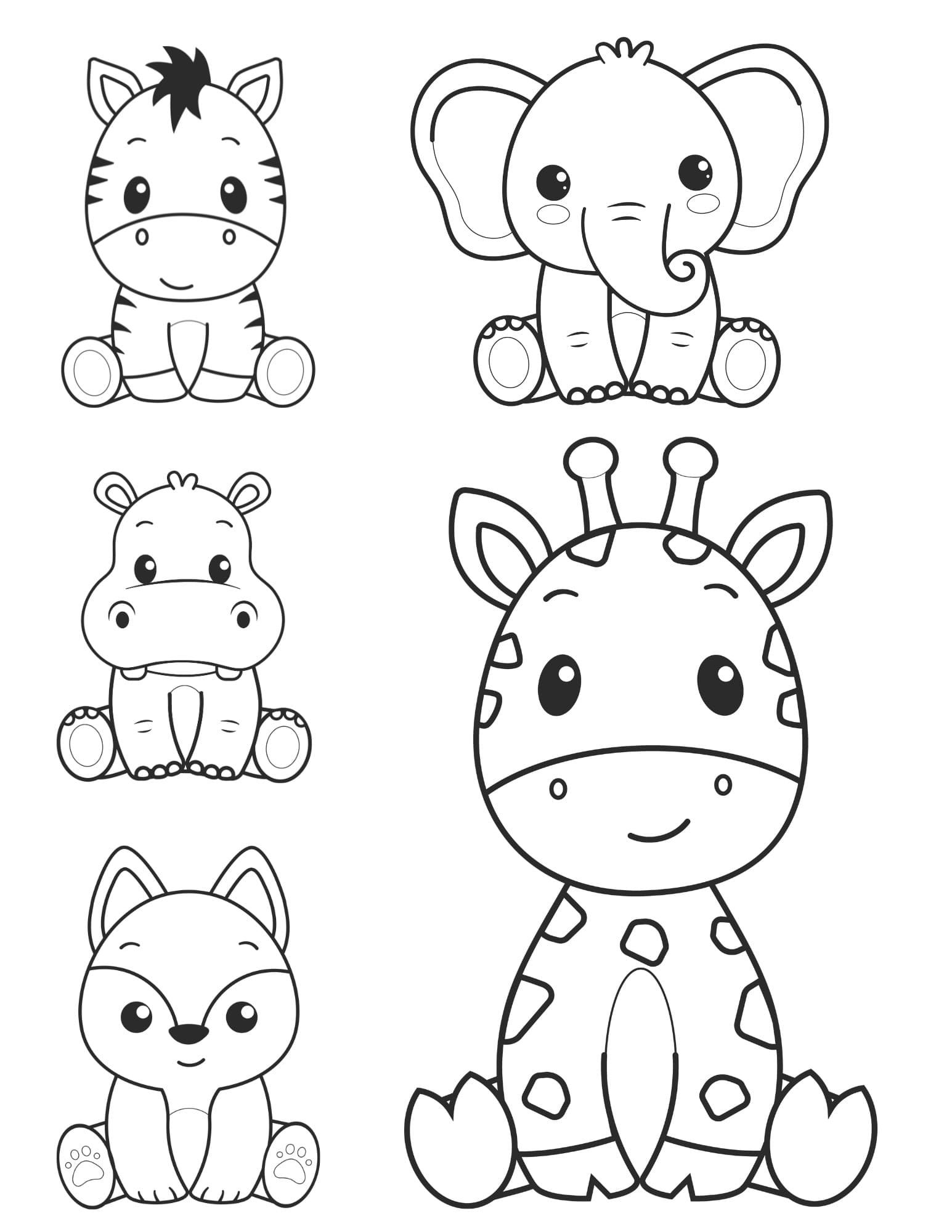 Desenho deAnimais Kawaii Imprimível para colorir