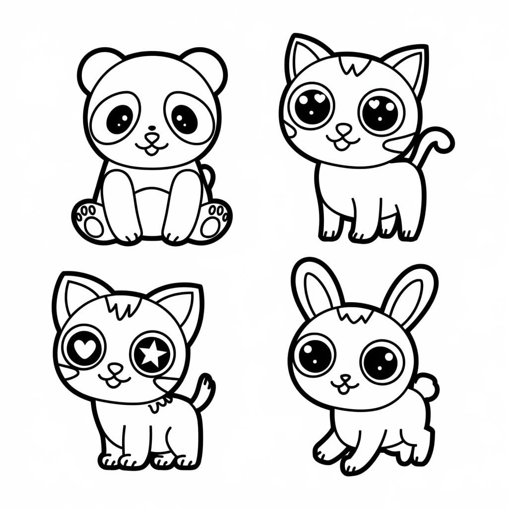 Desenho deAnimais Kawaii Para Crianças de 1 Ano para colorir