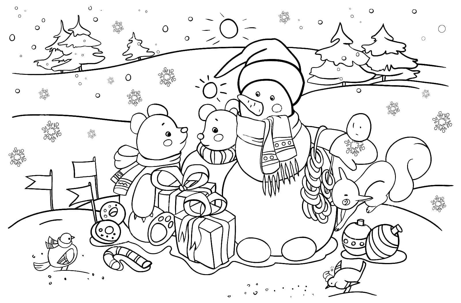 Desenho deAnimais de Inverno para colorir