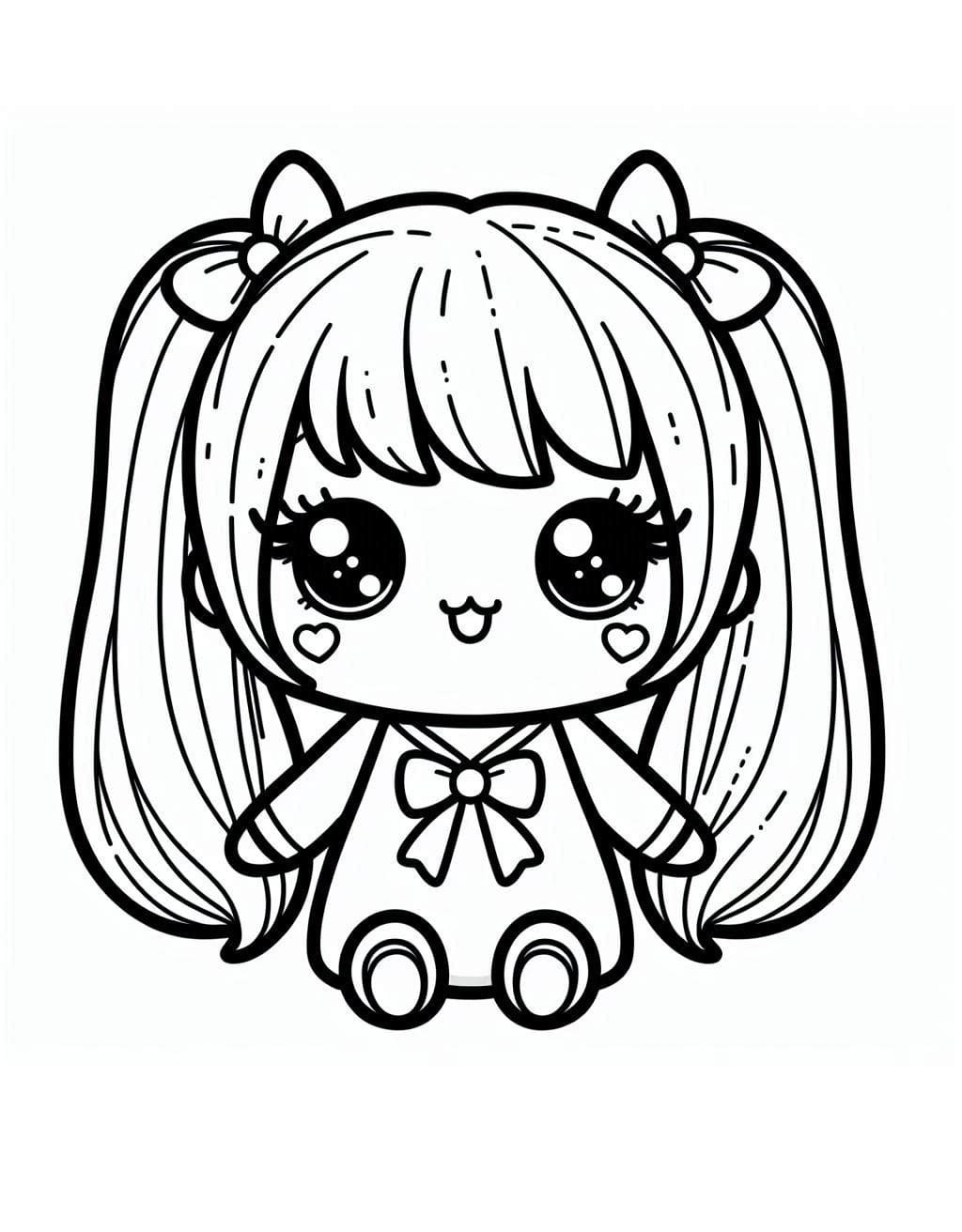 Desenho deAnime Boneca Kawaii para colorir