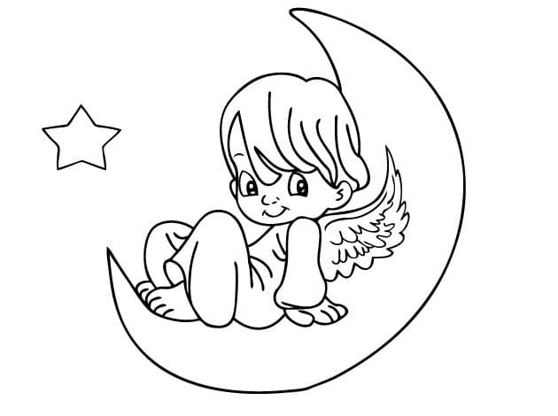 Desenho deAnjinho na Lua para colorir