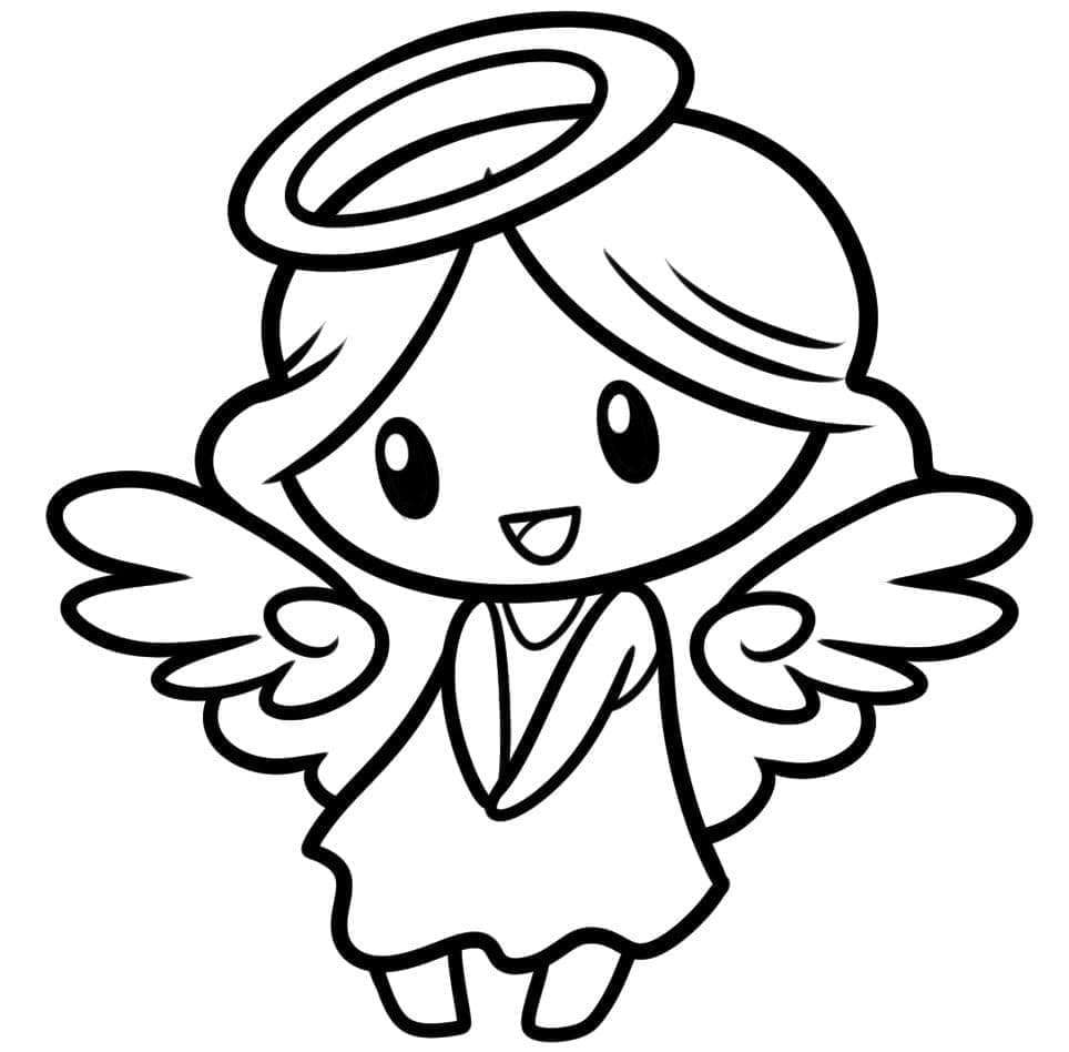 Desenho de Anjo Chibi para colorir