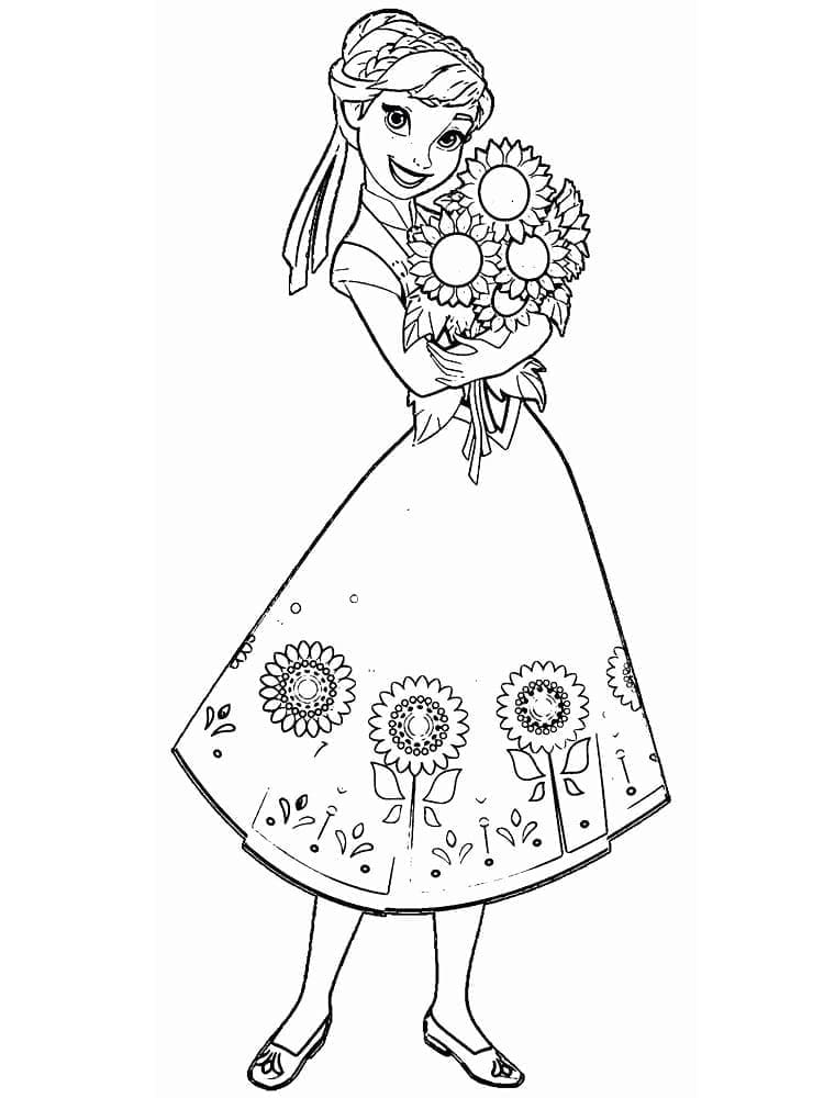 Desenho deAnna com Flores para colorir